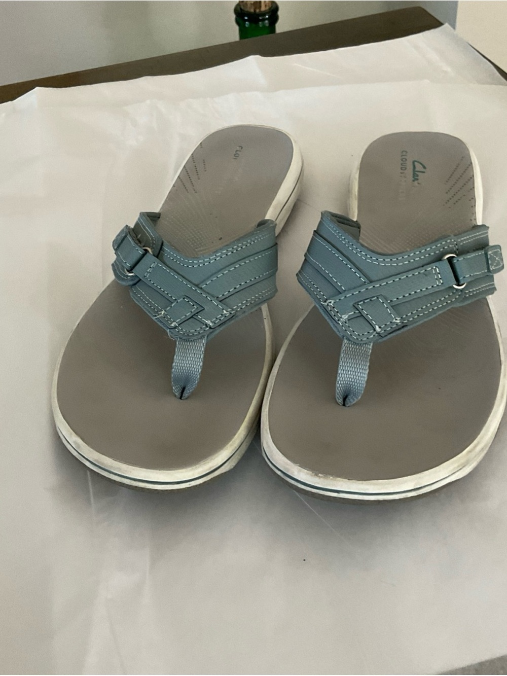 Clarks Cloudsteppers Sandals Women's Size 10 M Wedge Blue Gray  Slip On Sandals